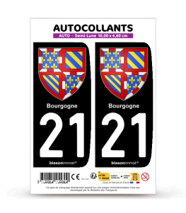 21 Bourgogne - Armoiries | Autocollant plaque immatriculation