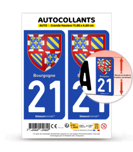 21 Bourgogne - Armoiries | Autocollant plaque immatriculation