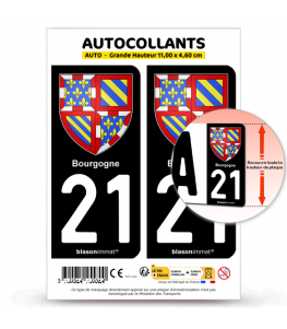 21 Bourgogne - Armoiries | Autocollant plaque immatriculation