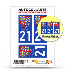 21 Bourgogne - Armoiries | Autocollant plaque immatriculation