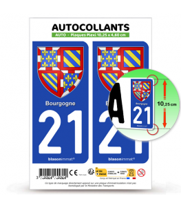 21 Bourgogne - Armoiries | Autocollant plaque immatriculation