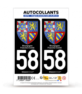 58 Bourgogne-Franche-Comté - Armoiries | Autocollant plaque immatriculation