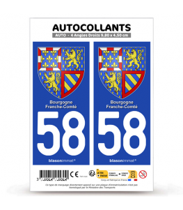 58 Bourgogne-Franche-Comté - Armoiries | Autocollant plaque immatriculation