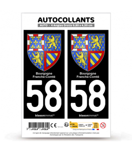 58 Bourgogne-Franche-Comté - Armoiries | Autocollant plaque immatriculation