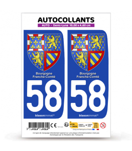 58 Bourgogne-Franche-Comté - Armoiries | Autocollant plaque immatriculation