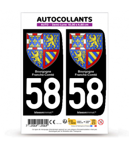 58 Bourgogne-Franche-Comté - Armoiries | Autocollant plaque immatriculation