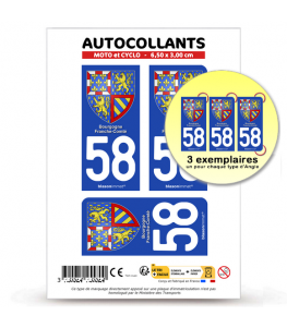 58 Bourgogne-Franche-Comté - Armoiries | Autocollant plaque immatriculation