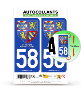 58 Bourgogne-Franche-Comté - Armoiries | Autocollant plaque immatriculation