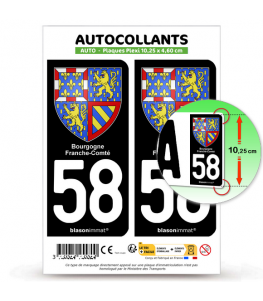 58 Bourgogne-Franche-Comté - Armoiries | Autocollant plaque immatriculation