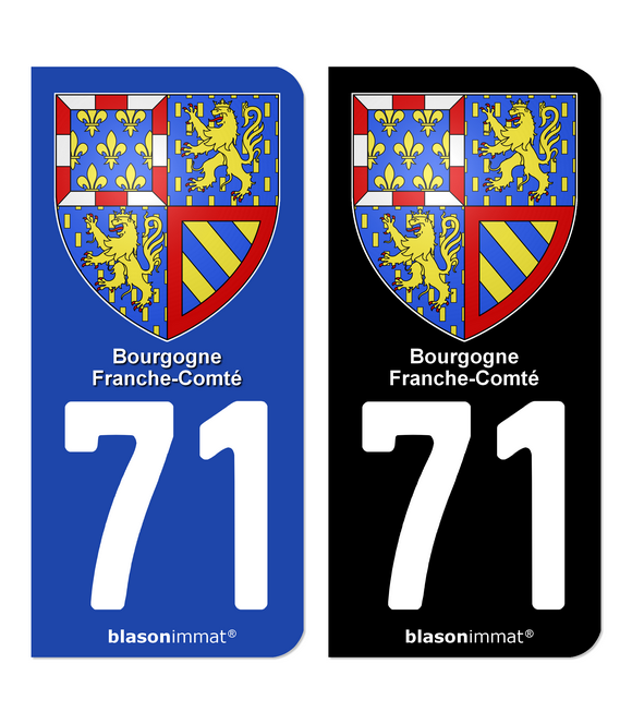 71 Bourgogne-Franche-Comté - Armoiries | Autocollant plaque immatriculation