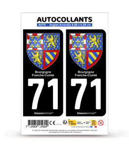 71 Bourgogne-Franche-Comté - Armoiries | Autocollant plaque immatriculation