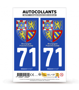 71 Bourgogne-Franche-Comté - Armoiries | Autocollant plaque immatriculation