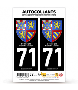 71 Bourgogne-Franche-Comté - Armoiries | Autocollant plaque immatriculation