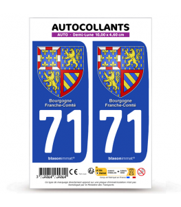 71 Bourgogne-Franche-Comté - Armoiries | Autocollant plaque immatriculation