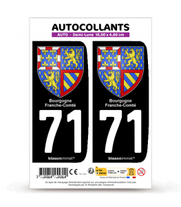 71 Bourgogne-Franche-Comté - Armoiries | Autocollant plaque immatriculation