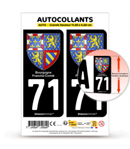 71 Bourgogne-Franche-Comté - Armoiries | Autocollant plaque immatriculation