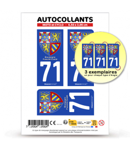 71 Bourgogne-Franche-Comté - Armoiries | Autocollant plaque immatriculation