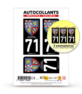 71 Bourgogne-Franche-Comté - Armoiries | Autocollant plaque immatriculation