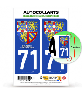 71 Bourgogne-Franche-Comté - Armoiries | Autocollant plaque immatriculation