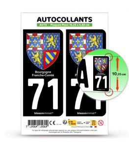 71 Bourgogne-Franche-Comté - Armoiries | Autocollant plaque immatriculation