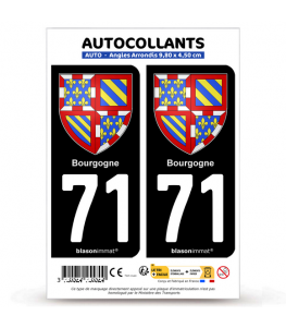 71 Bourgogne - Armoiries | Autocollant plaque immatriculation