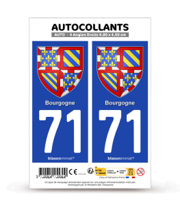 71 Bourgogne - Armoiries | Autocollant plaque immatriculation