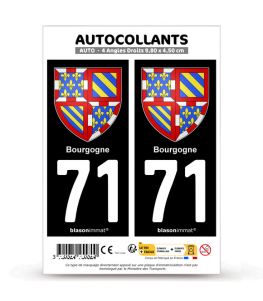 71 Bourgogne - Armoiries | Autocollant plaque immatriculation