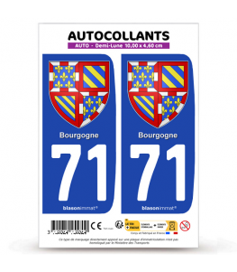 71 Bourgogne - Armoiries | Autocollant plaque immatriculation