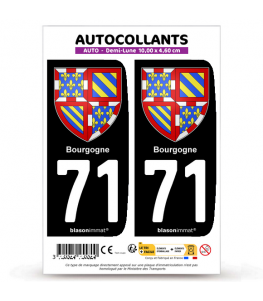 71 Bourgogne - Armoiries | Autocollant plaque immatriculation