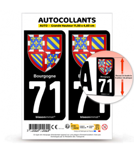 71 Bourgogne - Armoiries | Autocollant plaque immatriculation