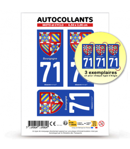 71 Bourgogne - Armoiries | Autocollant plaque immatriculation