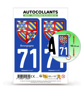 71 Bourgogne - Armoiries | Autocollant plaque immatriculation