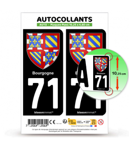 71 Bourgogne - Armoiries | Autocollant plaque immatriculation