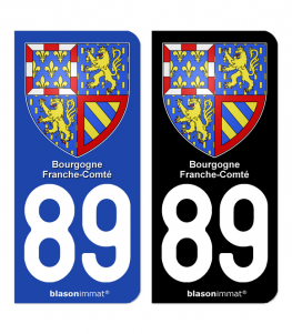 89 Bourgogne-Franche-Comté - Armoiries | Autocollant plaque immatriculation