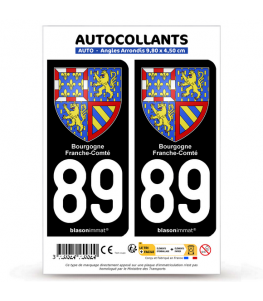 89 Bourgogne-Franche-Comté - Armoiries | Autocollant plaque immatriculation