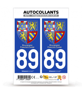 89 Bourgogne-Franche-Comté - Armoiries | Autocollant plaque immatriculation