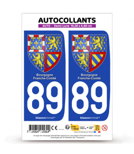 89 Bourgogne-Franche-Comté - Armoiries | Autocollant plaque immatriculation