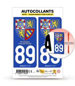 89 Bourgogne-Franche-Comté - Armoiries | Autocollant plaque immatriculation