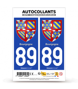 89 Bourgogne - Armoiries | Autocollant plaque immatriculation