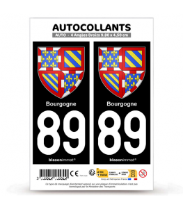 89 Bourgogne - Armoiries | Autocollant plaque immatriculation