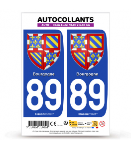 89 Bourgogne - Armoiries | Autocollant plaque immatriculation