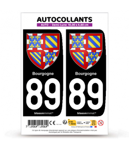 89 Bourgogne - Armoiries | Autocollant plaque immatriculation