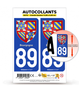 89 Bourgogne - Armoiries | Autocollant plaque immatriculation