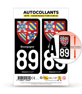 89 Bourgogne - Armoiries | Autocollant plaque immatriculation