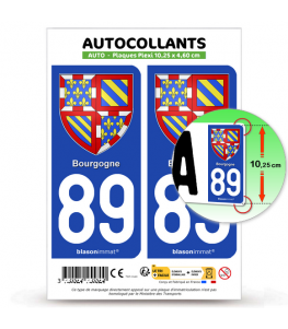 89 Bourgogne - Armoiries | Autocollant plaque immatriculation