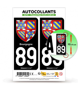 89 Bourgogne - Armoiries | Autocollant plaque immatriculation