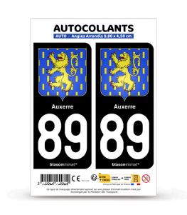 89 Auxerre - Armoiries | Autocollant plaque immatriculation