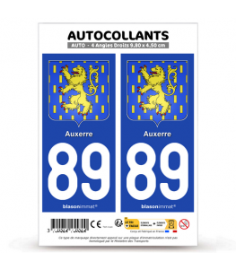 89 Auxerre - Armoiries | Autocollant plaque immatriculation