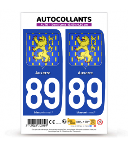 89 Auxerre - Armoiries | Autocollant plaque immatriculation