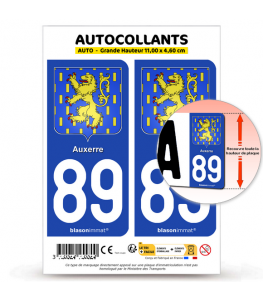 89 Auxerre - Armoiries | Autocollant plaque immatriculation